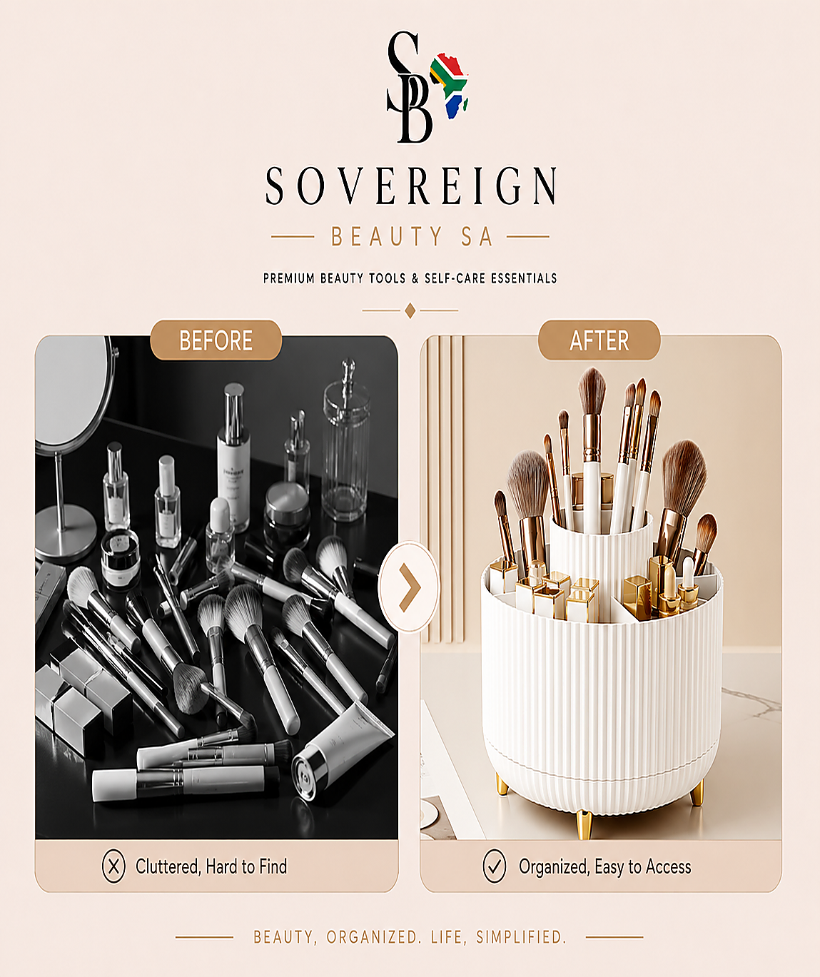 360° Rotating Makeup Brush & Beauty Organiser