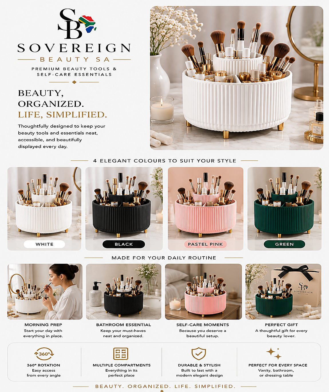 360° Rotating Makeup Brush & Beauty Organiser